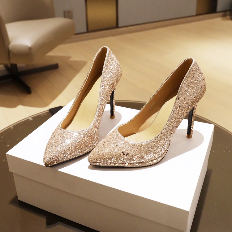 Sequin Pointed Toe Stiletto High Heel Pumps - Image 3